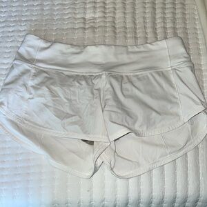 White Lululemon Speed Up shorts